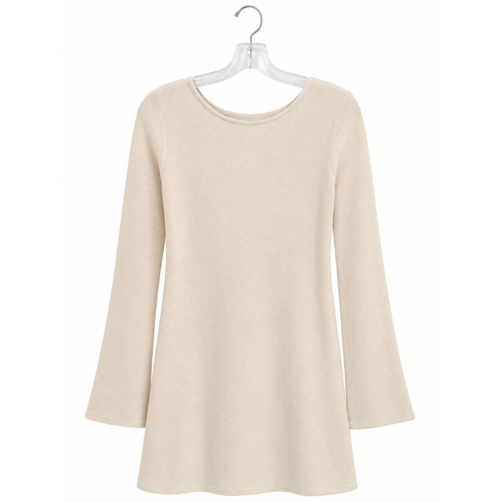 H&M Beige Open-Back Long Sleeve Mini Dress - Picture 2 of 6